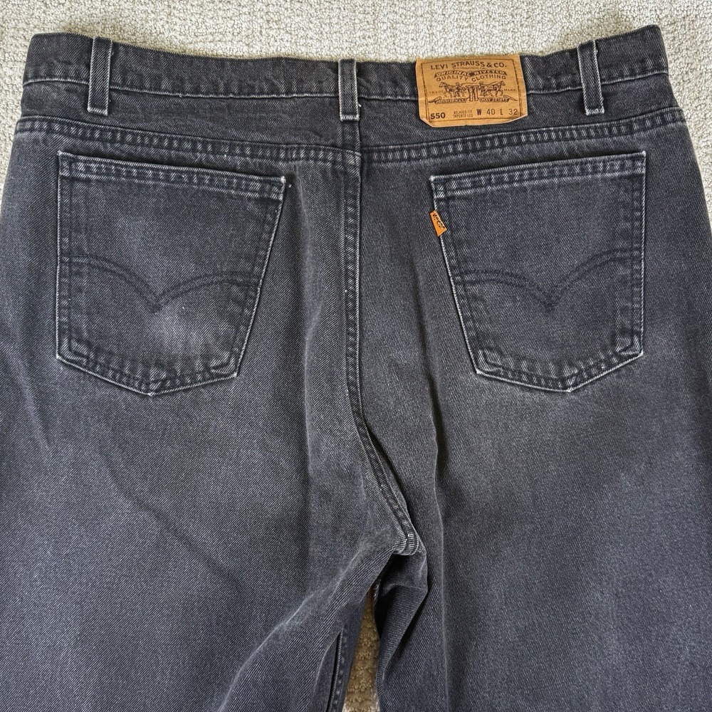 Vintage Levi's 550 Mens 40x32 (Act 38x32) Orange Tab Relaxed Tapered Black Jeans